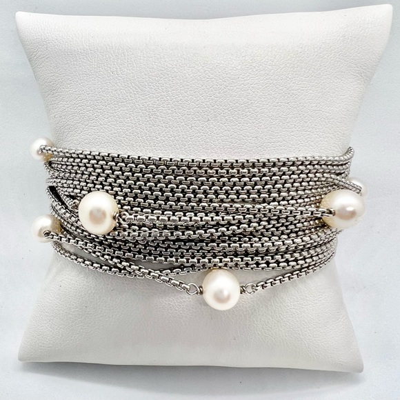 David Yurman Sixteen-Row Chain Bracelet with Pearls - Picture 7 of 13